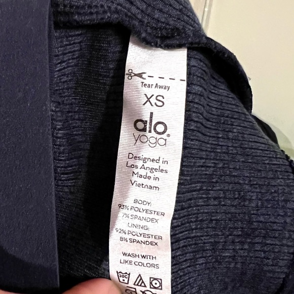 ALO Navy Blue Yoga Alosoft Chic Bra Ribbed Tank Athletic Cropped Racerback XS - Picture 9 of 12